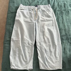 GAP ultrasoft easy horseshoe striped barrel jean large petite